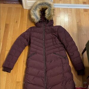 Lolë maroon down filled long winter coat